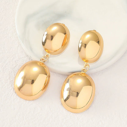 Chic Gold Double Oval Drop Earrings - Statement Jewelry