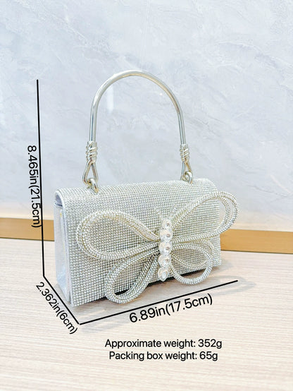 Sparkling Rhinestone Bow Evening Clutch Bag