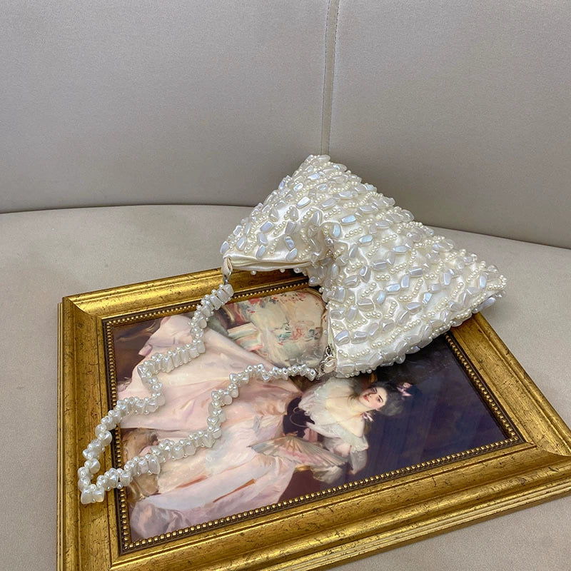 Chic Pearl-Embellished Shoulder Bag | Elegant Evening Handbag
