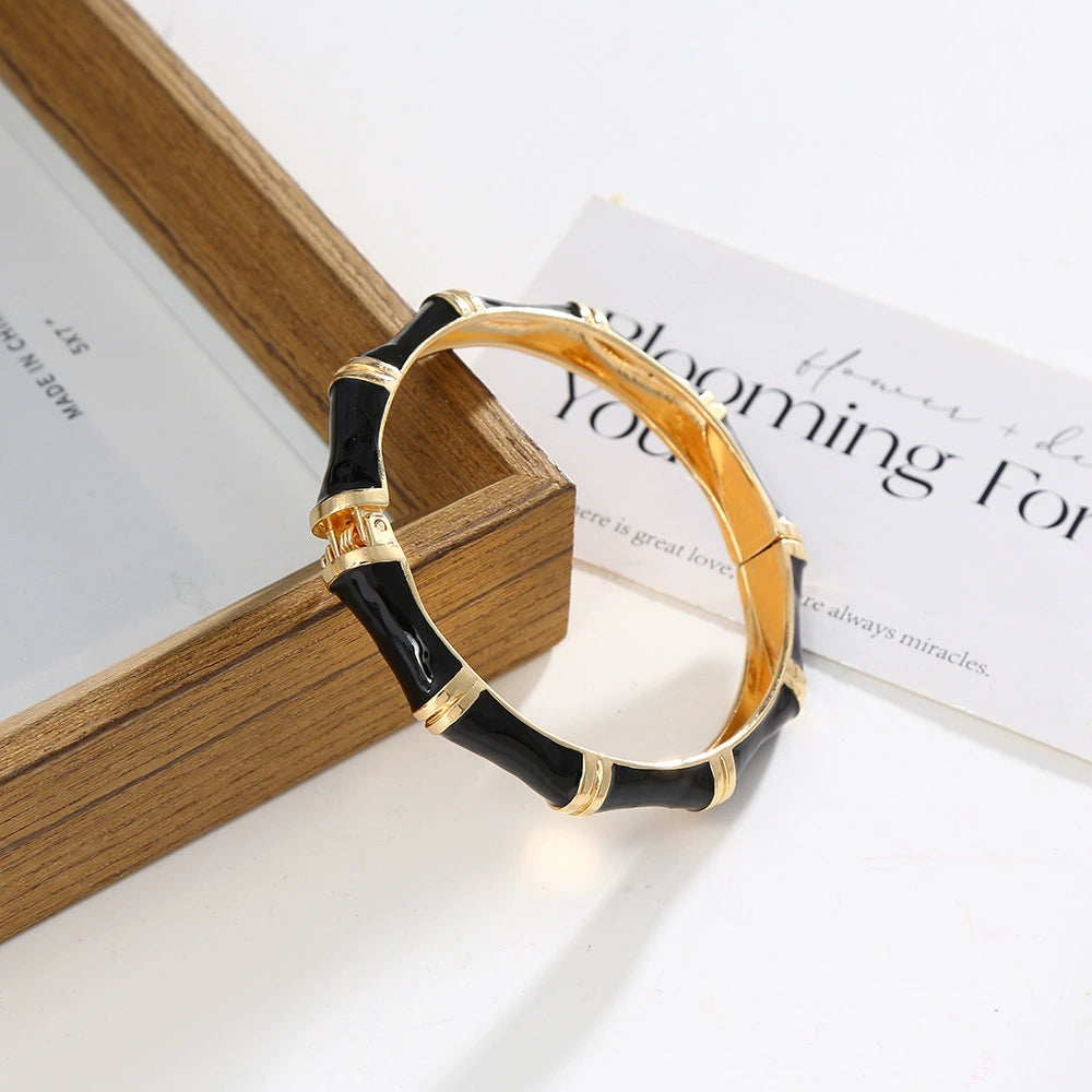Enamel Bamboo Style Hinge Bangle