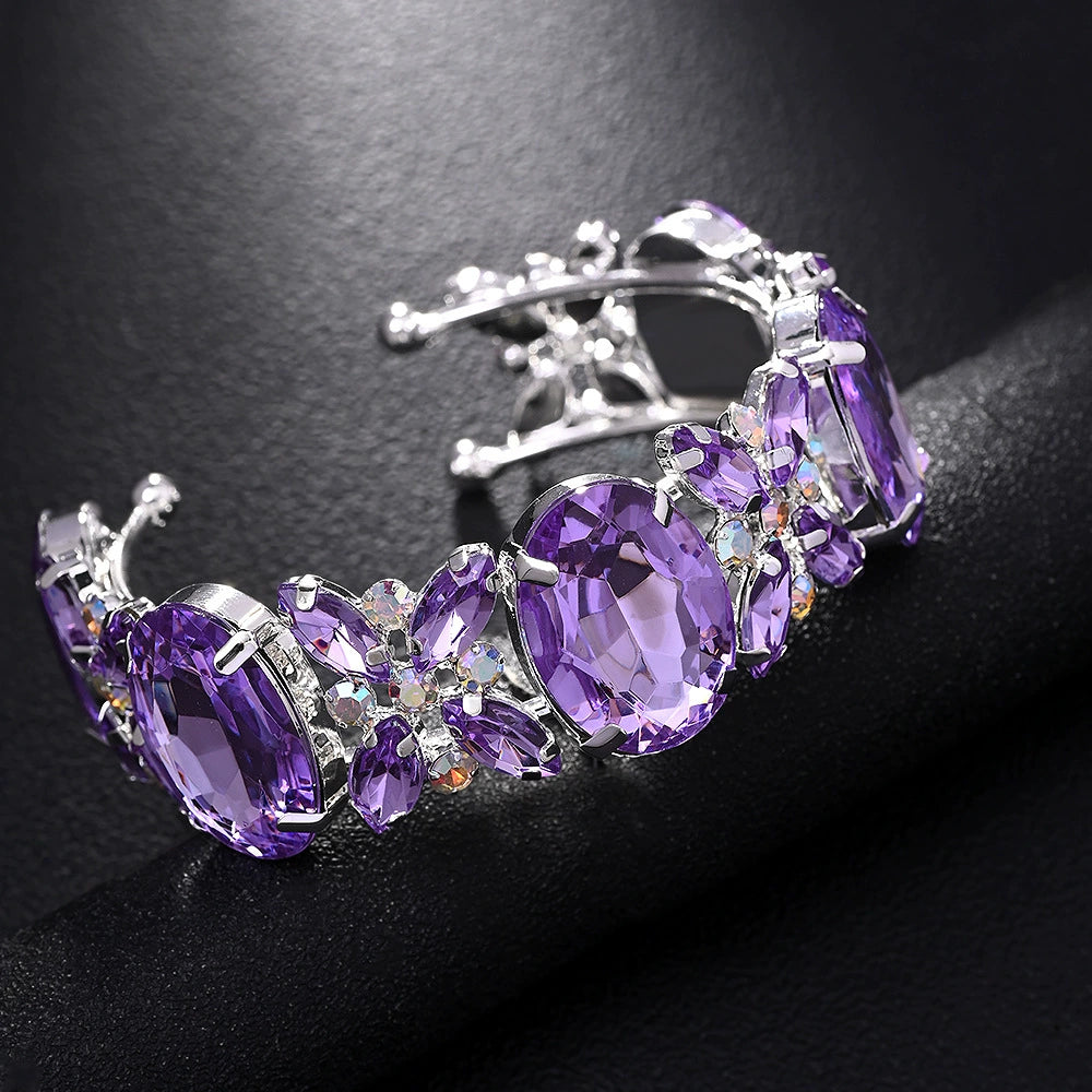 Amethyst & Peridot Gemstone Statement Cuff Bracelet