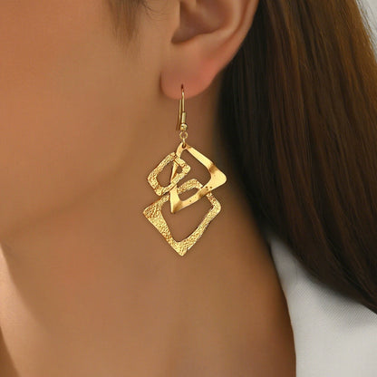 Textured Gold Geometric Abstract Statement Necklace