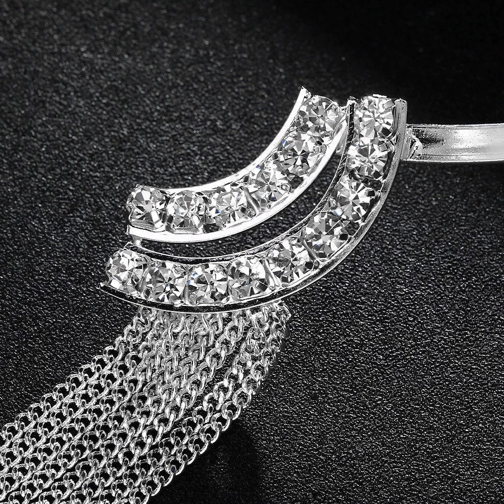 Crystal Tassel Choker Necklace - Statement Collar