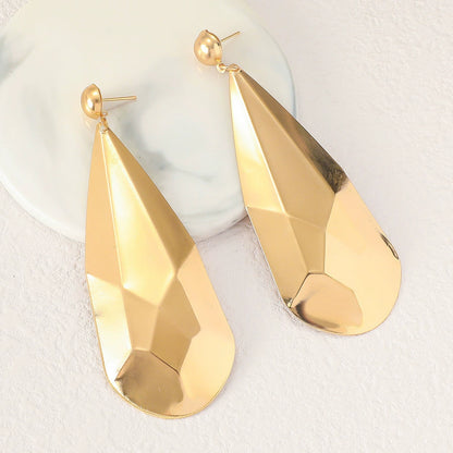 Faceted Gold Teardrop Dangle Earrings | Modern Statement