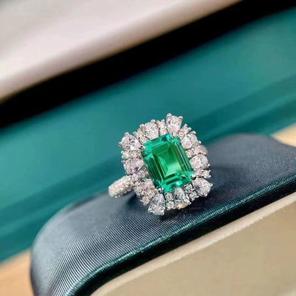 Elegant Emerald & Silver Tone Jewelry Set - 3 Pcs