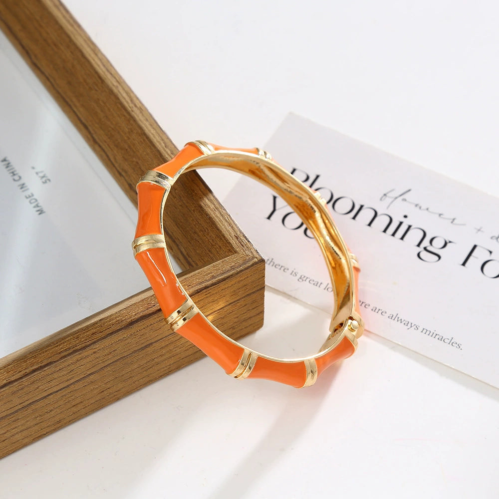 Enamel Bamboo Style Hinge Bangle