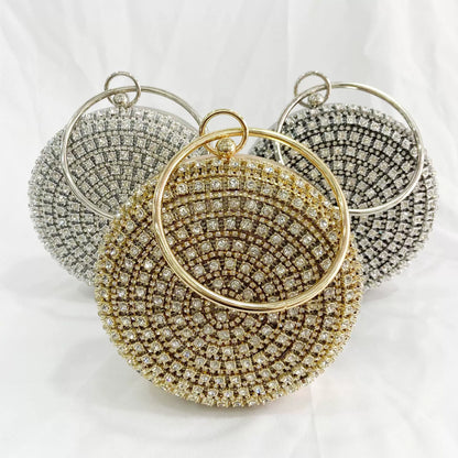 Sparkling Rhinestone Circle Clutch Evening Bag