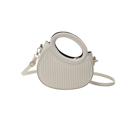 Chic Pink Ribbed Top Handle Crossbody Handbag