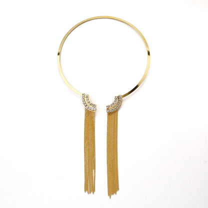 Crystal Tassel Choker Necklace - Statement Collar