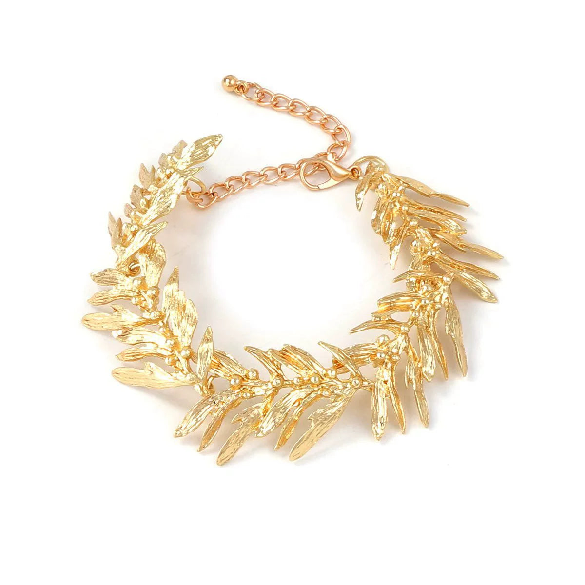 Elegant Gold Leaf Bracelet - Nature-Inspired Adjustable