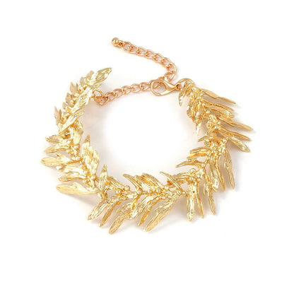 Elegant Gold Leaf Bracelet - Nature-Inspired Adjustable