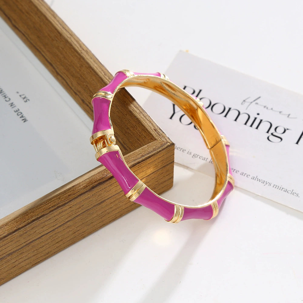 Enamel Bamboo Style Hinge Bangle