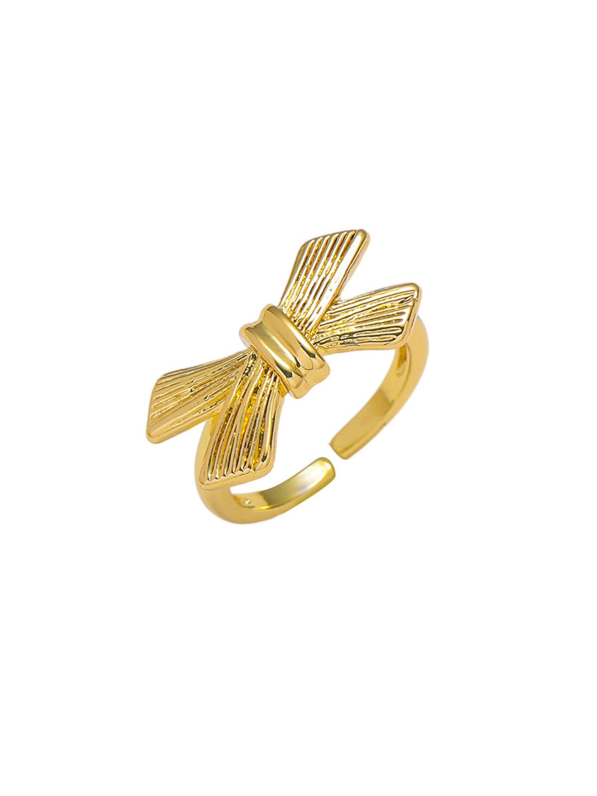 Modern Gold Tone Bow Design Adjustable Statement Ring
