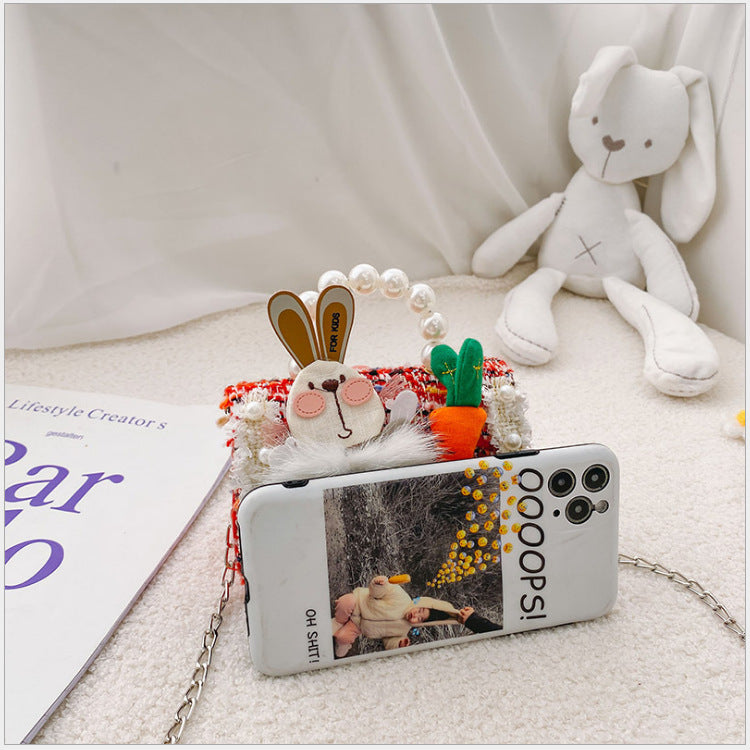 2025 shoulder bag pearl handle cartoon accessories princess cross body bags for kids
