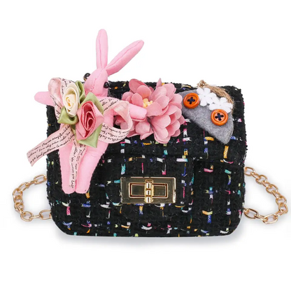 New design cute flower girls baby small handbag twid kids shoulder bag