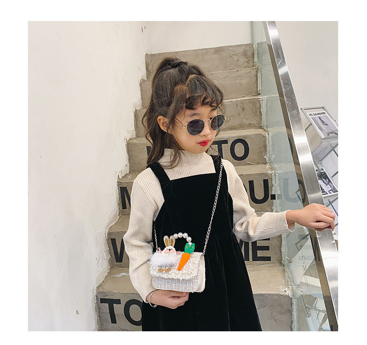2025 shoulder bag pearl handle cartoon accessories princess cross body bags for kids