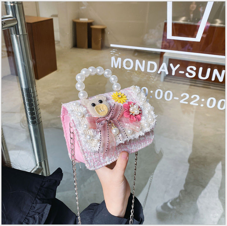 2025 shoulder bag pearl handle Accessories princess cross body bags for kids