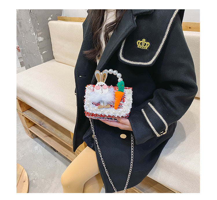 2025 shoulder bag pearl handle cartoon accessories princess cross body bags for kids