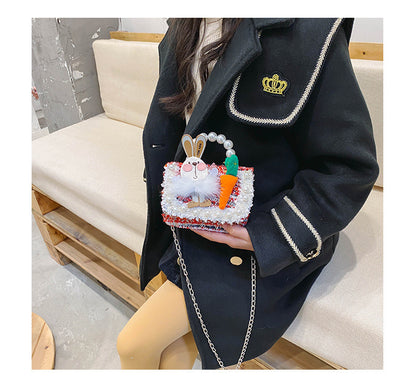 2025 shoulder bag pearl handle cartoon accessories princess cross body bags for kids