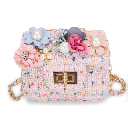 New design cute flower girls baby small handbag twid kids shoulder bag