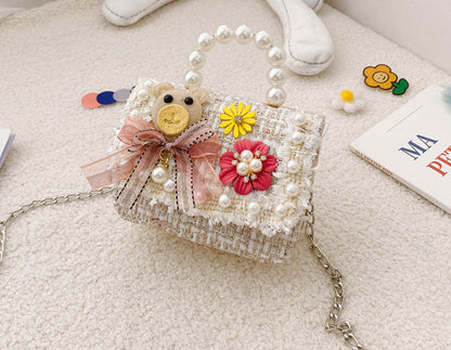 2025 shoulder bag pearl handle Accessories princess cross body bags for kids