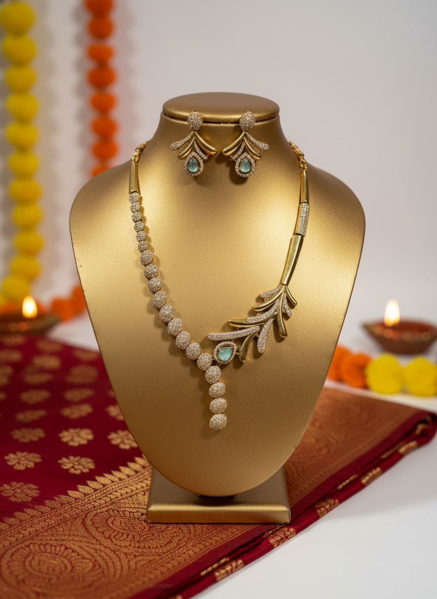 Traditional exquisite gold-plated jewelry set